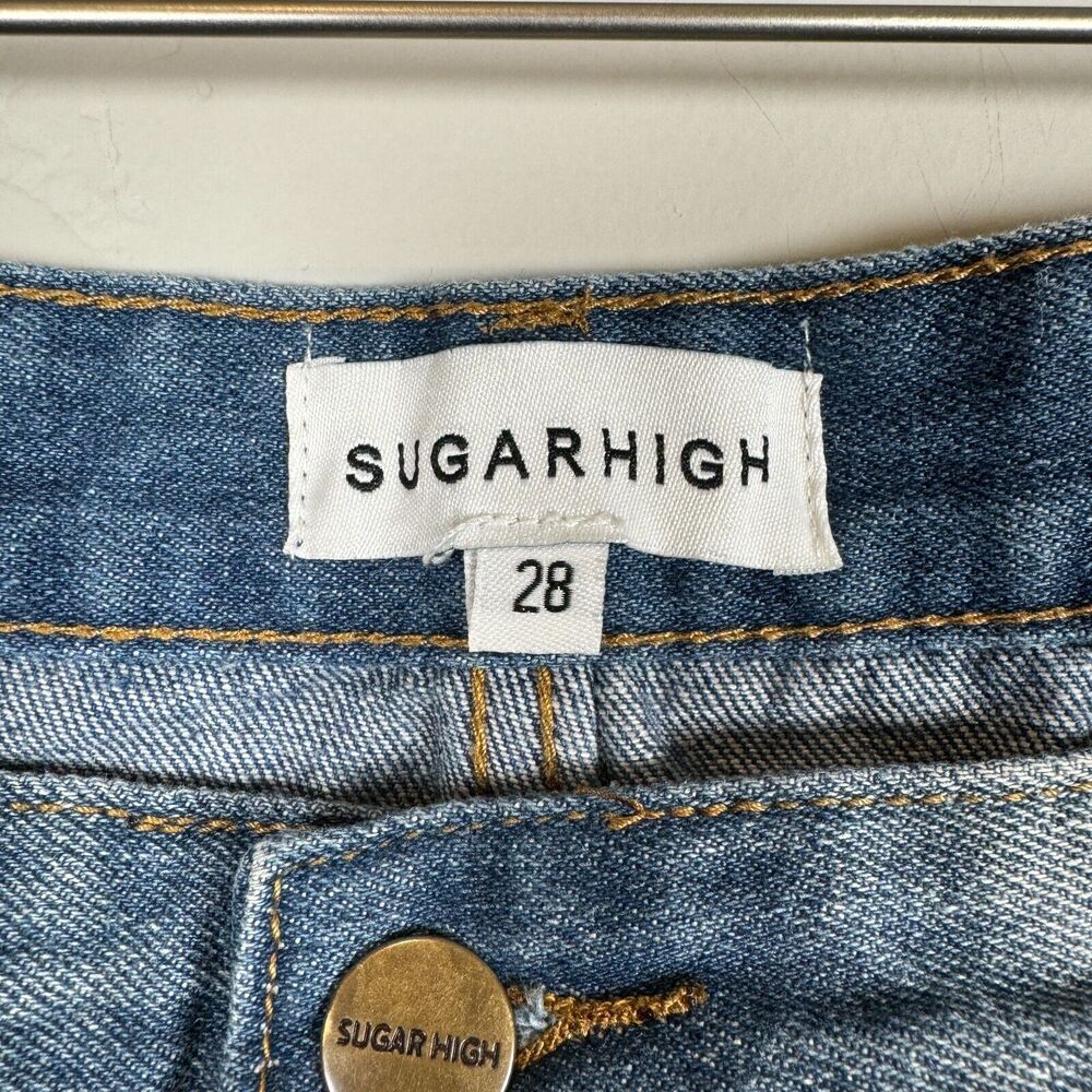 Sugarhigh‎ Jean Skirt Size 28 Rainbow Mini Skirt LGBTQ Pride Denim Distressed - Picture 3 of 10